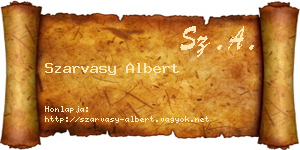 Szarvasy Albert névjegykártya